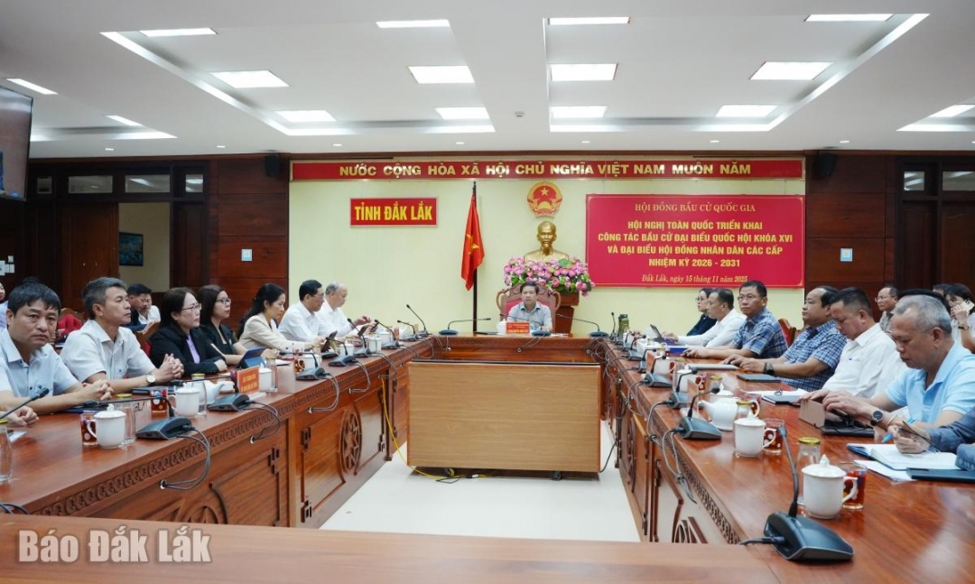 Đại biểu tham dự tại điểm cầu Đắk Lắk.