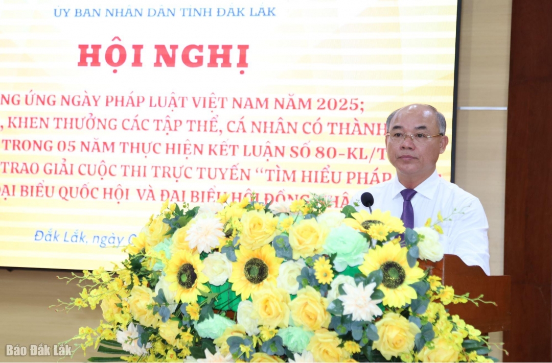 Đồng chí Trương Công Thái, Tỉnh ủy viên, Phó Chủ tịch UBND tỉnh phát biểu tại hội nghị.