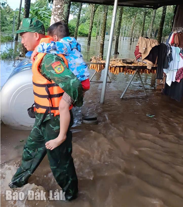 Hỗ trợ đưa người dân đến nơi an toàn.