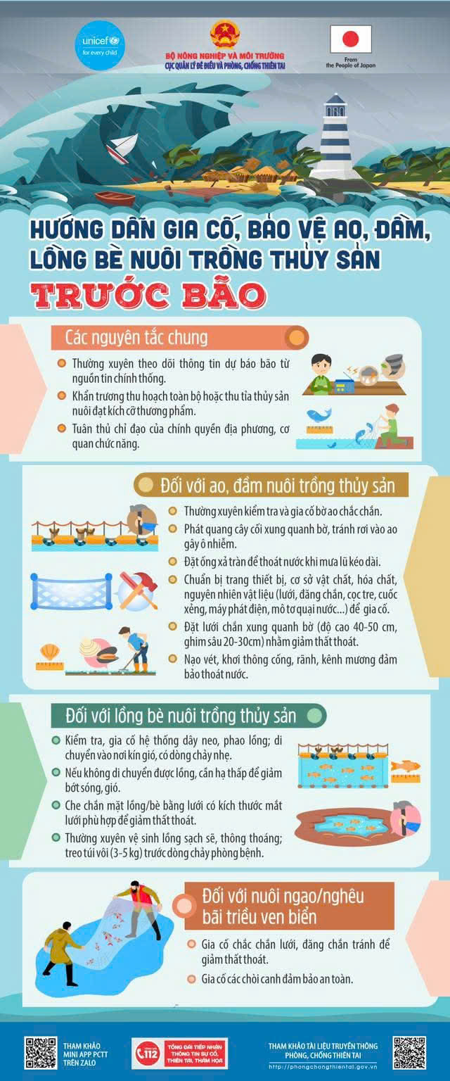 Hướng dẫn gia cố, bảo vệ ao, đầm, lồng bè nuôi trồng thủy sản trước bão.