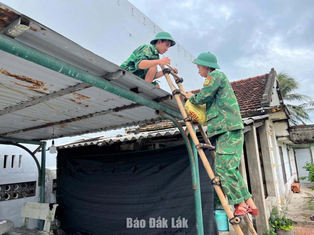 Hỗ trợ nhân dân sửa chữa lại nhà cửa bị hư hỏng.