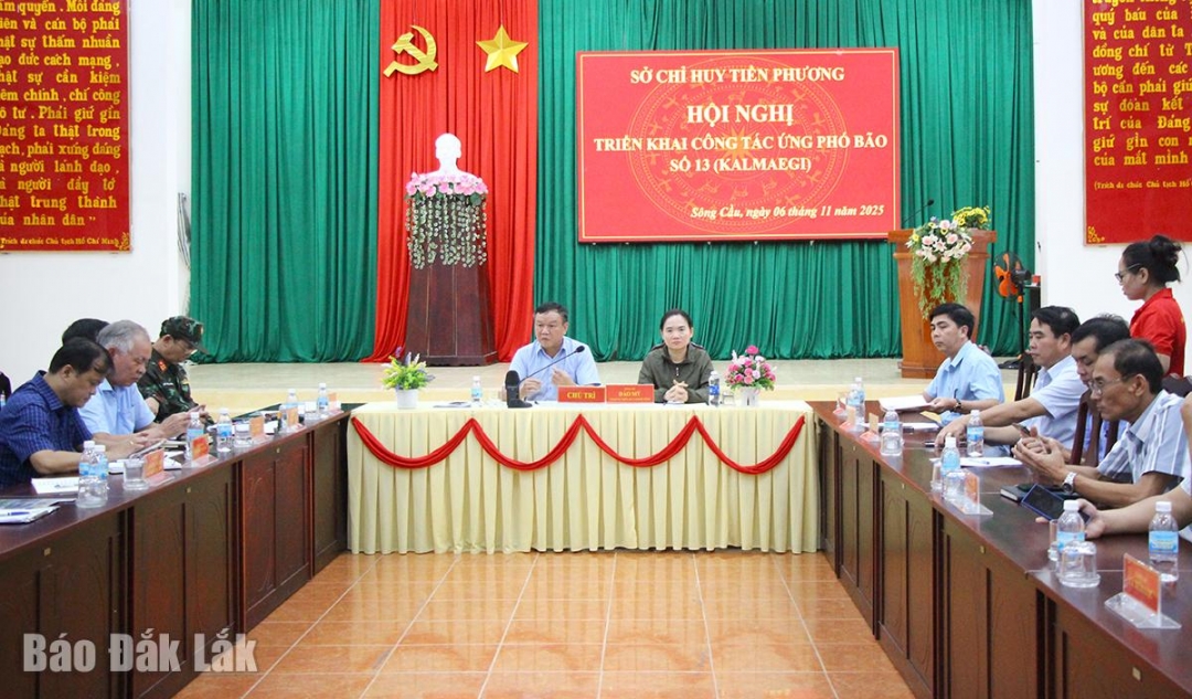 Quang cảnh hội nghị triển khai công tác ứng phó bão số 13.