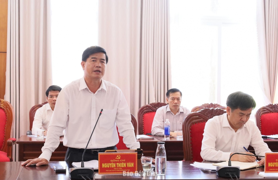 Phó chủ tịch UBND tỉnh Nguyễn Thiên Văn phát biểu ý kiến.