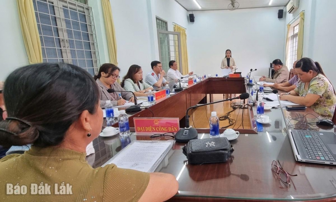 Ủy viên Thường trực, Trưởng Ban Pháp chế HĐND tỉnh Phạm Thị Phương Hoa phát biểu tại buổi tiếp công dân.