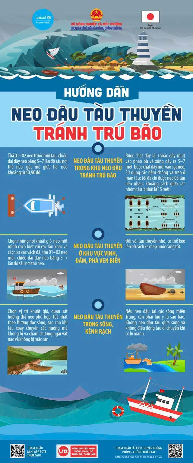 Hướng dẫn neo đậu tàu thuyền tránh trú bão.