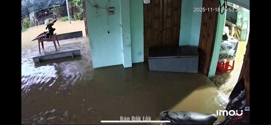 Nước tràn vô nhà dân một số khu dân cư ven sông Ba.