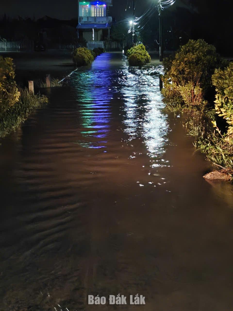 Một số khu vực dân cư ven sông Ba, nước mưa gây ngập úng, chia cắt giao thông từ chiều tối 18/11