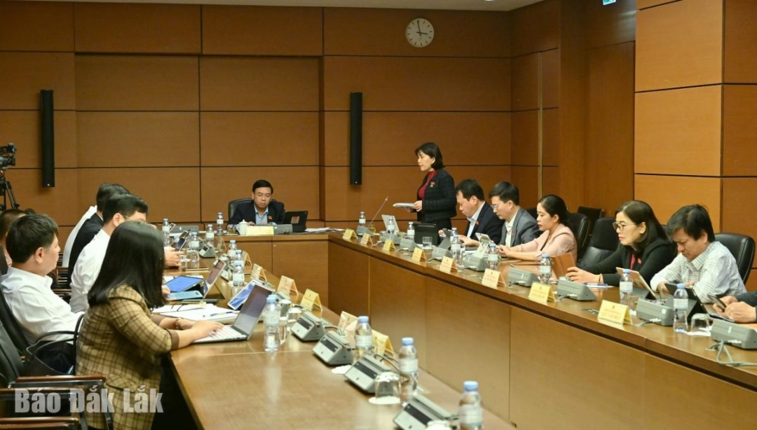 Quang cảnh phiên thảo luận tại Tổ 15. Ảnh: Đoàn ĐBQH tỉnh cung cấp