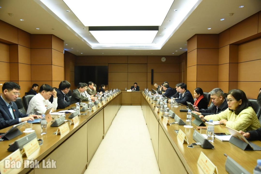 Quang cảnh phiên thảo luận tại Tổ số 15. Ảnh: Đoàn ĐBQH tỉnh cung cấp