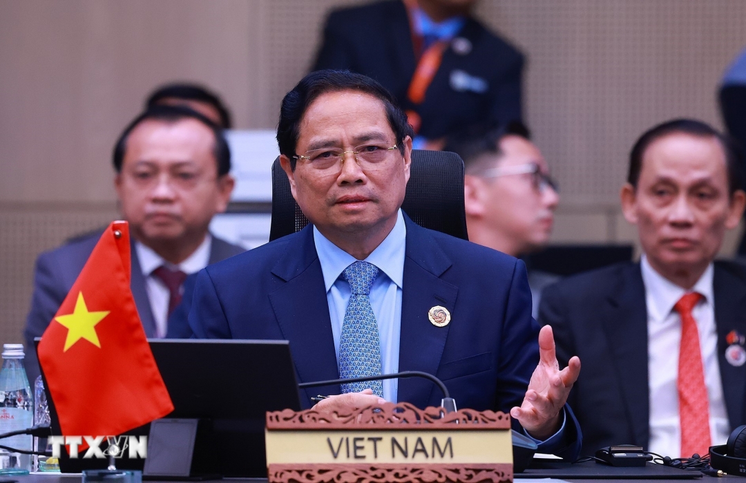Thủ tướng Phạm Minh Chính tham dự và phát biểu tại Hội nghị Cấp cao ASEAN-Nhật Bản lần thứ 28. Ảnh: TTXVN
