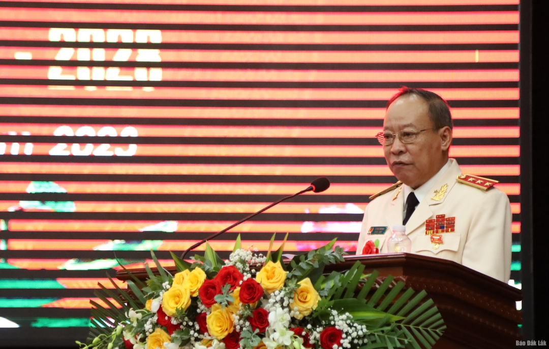 Thượng tướng Lê Quý Vương, Chủ tịch Hội Cựu CAND Việt Nam phát biểu chỉ đạo tại đại hội.