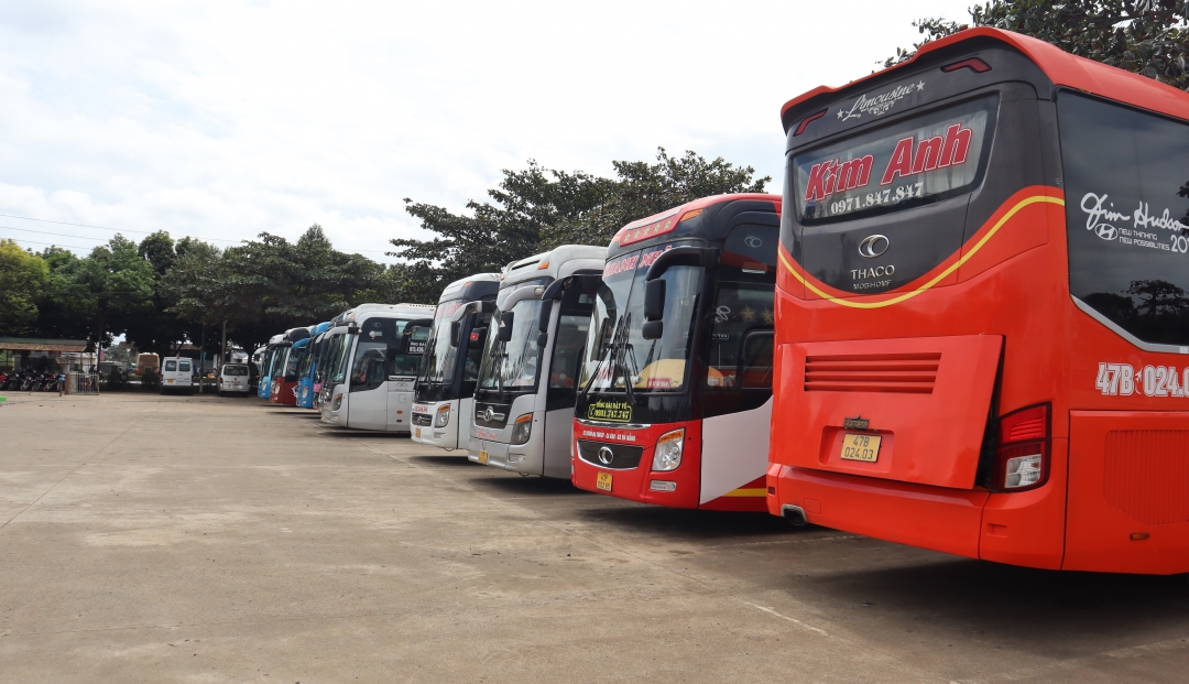 Phương tiện vận chuyển khách tại Bến xe liên tỉnh Đắk Lắk.