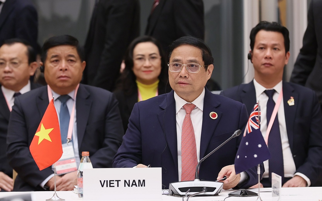 Thủ tướng Phạm Minh Chính: Chung ý chí, quyết tâm cao và hành động quyết liệt hướng tới một châu Á phát triển phát thải ròng bằng 0 - Ảnh: VGP
