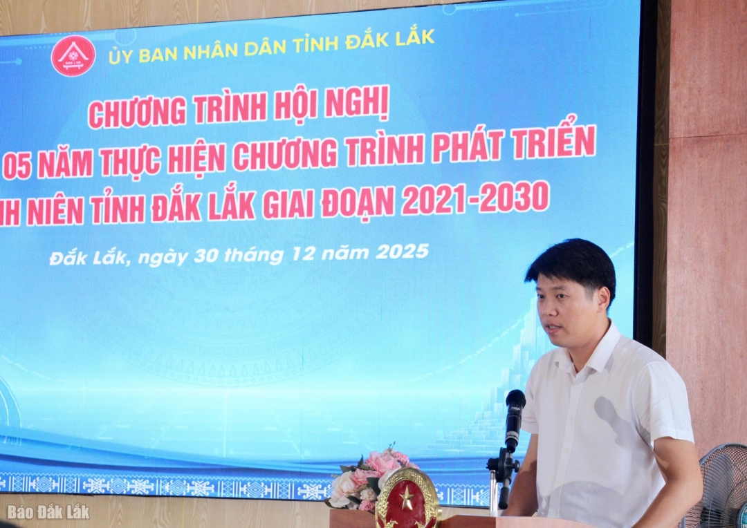 Đại diện Tỉnh Đoàn tham luận tại hội nghị.