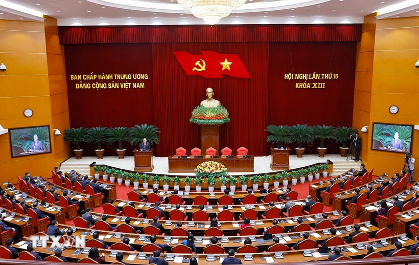 Tổng Bí thư Tô Lâm phát biểu bế mạc Hội nghị lần thứ 15 Ban Chấp hành Trung ương khóa XIII. Ảnh: TTXVN