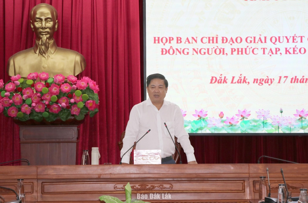 Đồng chí Lương Nguyễn Minh Triết, Ủy viên dự khuyết Trung ương Đảng, Bí thư Tỉnh ủy, Trưởng Ban Chỉ đạo 16 phát biểu kết luận cuộc hop.