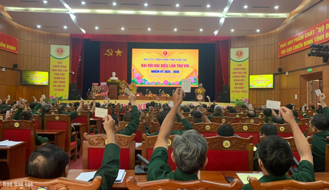 Đại biểu biểu quyết các chỉ tiêu phấn đấu trong nhiệm kỳ 2025-2030