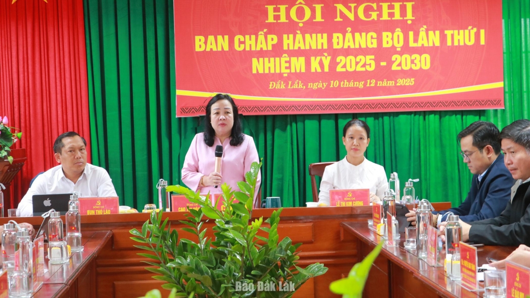 Các đồng chí Thường trực Đảng ủy các cơ quan Đảng tỉnh chủ trì hội nghị.