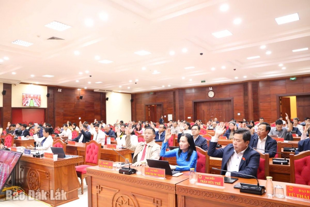 Đại biểu biểu quyết thông qua nghị quyết.