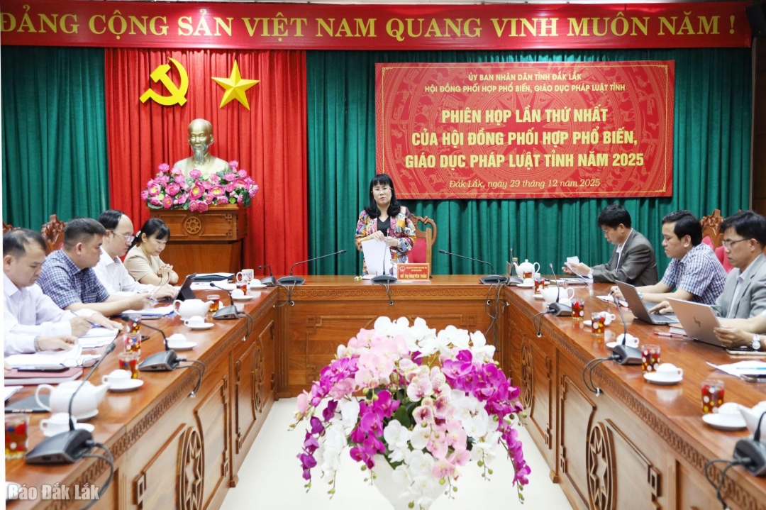 Đồng chí Hồ Thị Nguyên Thảo, Ủy viên Ban Thường vụ Tỉnh ủy, Phó Chủ tịch Thường trực UBND tỉnh phát biểu tại phiên họp.