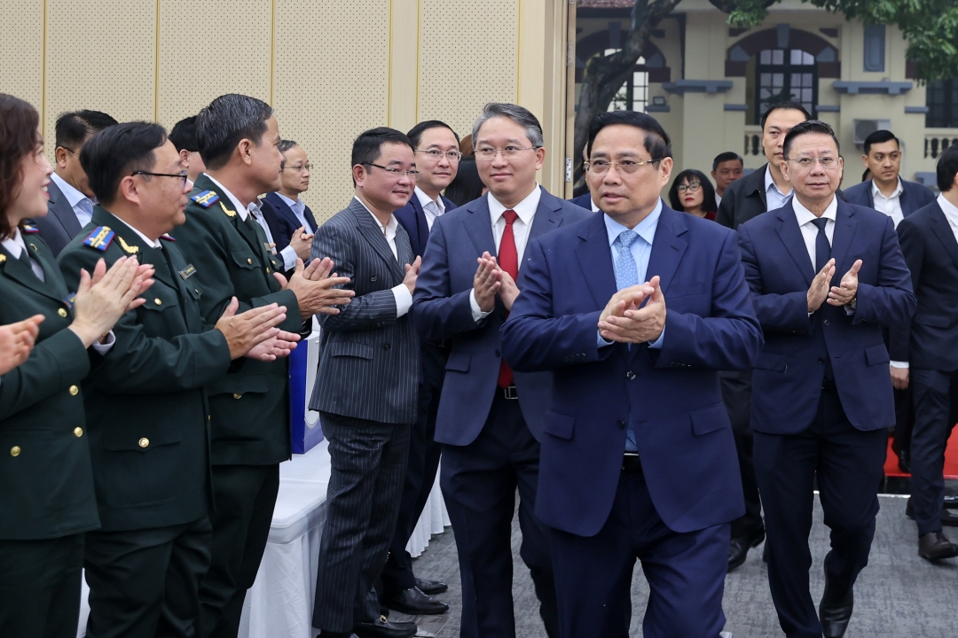 Thủ tướng Chính phủ Phạm Minh Chính cùng các đại biểu dự Hội nghị toàn quốc tổng kết công tác tư pháp năm 2025. Ảnh: baochinhphu.vn