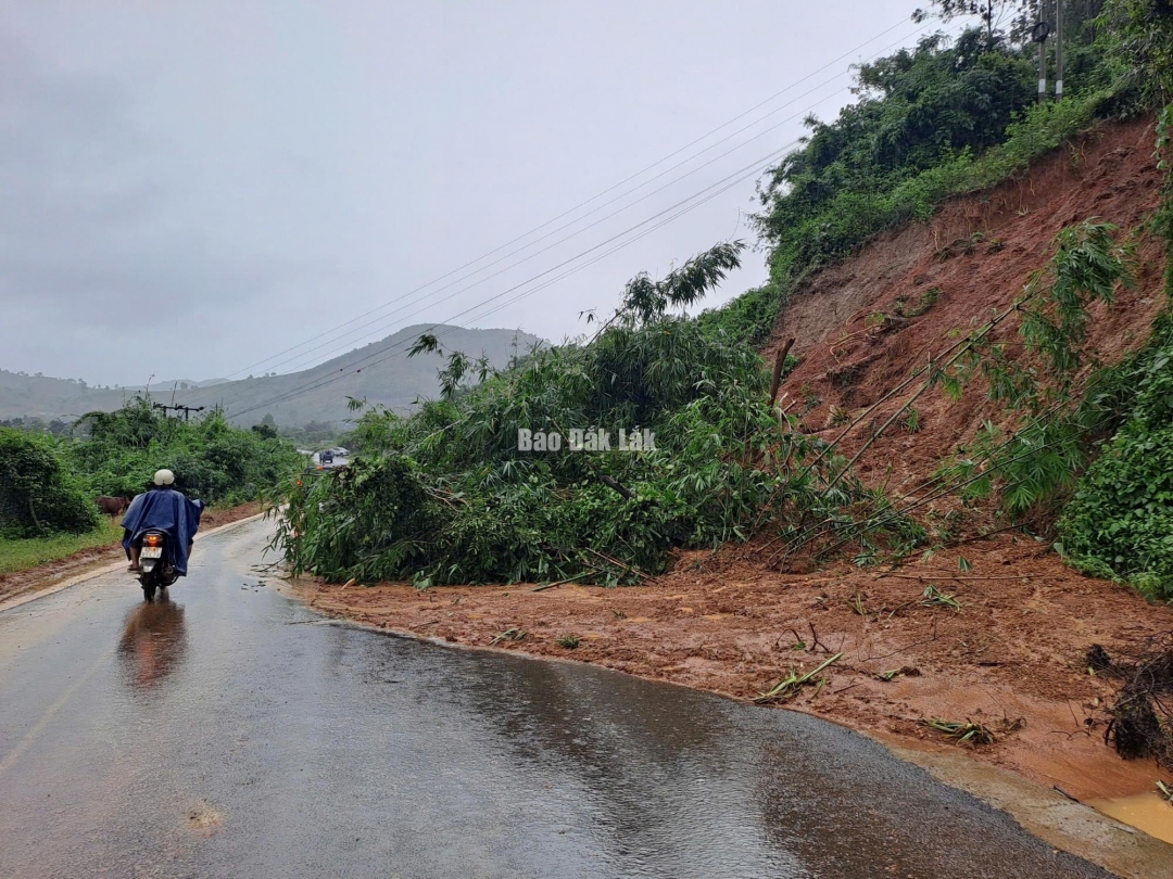 Sạt lở đất gây cản trở giao thông trong đợt mưa lớn trong tháng 11/2025 trên địa bàn xã Yang Mao.