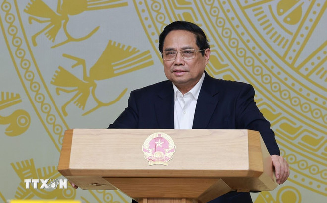 Thủ tướng Phạm Minh Chính kết luận Phiên họp lần thứ nhất của Ban Chỉ đạo Phòng thủ dân sự quốc gia. Ảnh: TTXVN