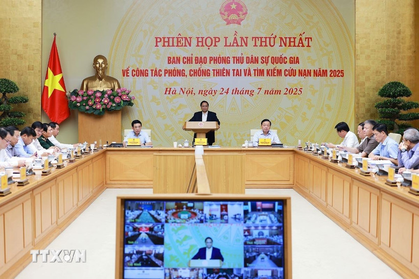 Thủ tướng Phạm Minh Chính kết luận Phiên họp lần thứ nhất của Ban Chỉ đạo Phòng thủ dân sự quốc gia. Ảnh:TTXVN