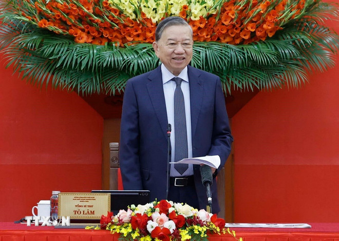 Tổng Bí thư Tô Lâm phát biểu chỉ đạo. Ảnh: TTXVN