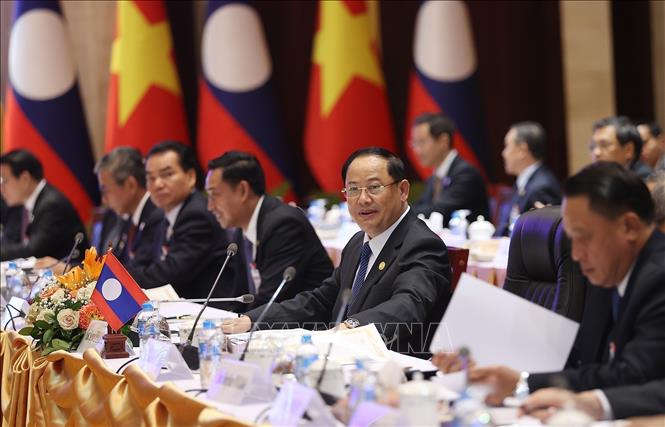 Thủ tướng Lào Sonexay Siphandone phát biểu tại Kỳ họp lần thứ 45 Ủy ban liên Chính phủ Việt Nam – Lào. Ảnh: Dương Giang/TTXVN