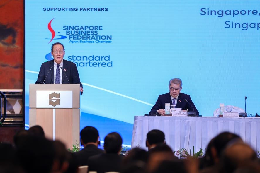 Bộ trưởng thứ hai Bộ Công Thương kiêm Bộ trưởng Bộ Lao động Singapore Tan See Leng cho biết trong chuyến thăm của Thủ tướng Phạm Minh Chính, Việt Nam và Singapore đã thiết lập Quan hệ Đối tác kinh tế số - kinh tế xanh - Ảnh: VGP