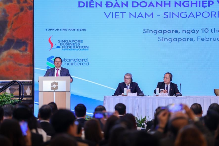 Thủ tướng Phạm Minh Chính dự Diễn đàn Doanh nghiệp Việt Nam – Singapore - Ảnh: VGP