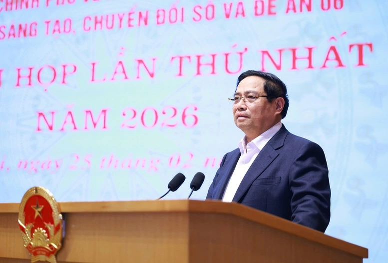 Thủ tướng Phạm Minh Chính, Trưởng Ban Chỉ đạo phát biểu tại Phiên họp Ảnh: VGP/Nhật Bắc
