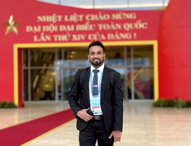 Dasun Wijesekara, a representative of the Media Unit of the Janatha Vimukthi Peramuna (JVP-Peoples Liberation Front) of Sri Lanka. (Photo: VNA)