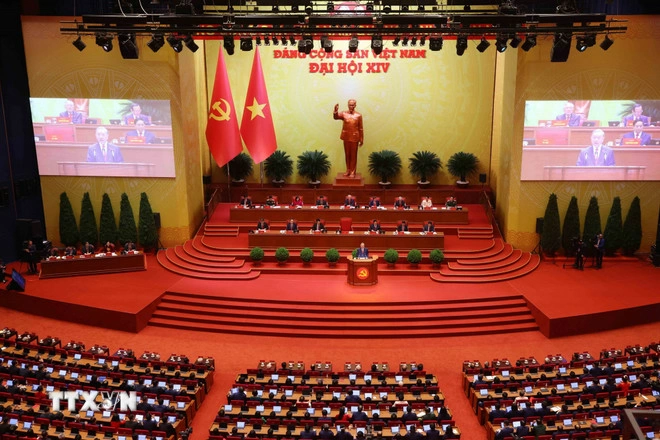 Các đại biểu dự phiên khai mạc Đại hội XIV của Đảng. (Ảnh: TTXVN)
