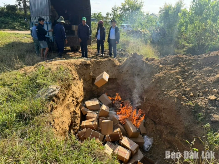 Đắk Lắk: Tiêu hủy hơn 12.000 sản phẩm mỹ phẩm, thực phẩm không rõ nguồn gốc