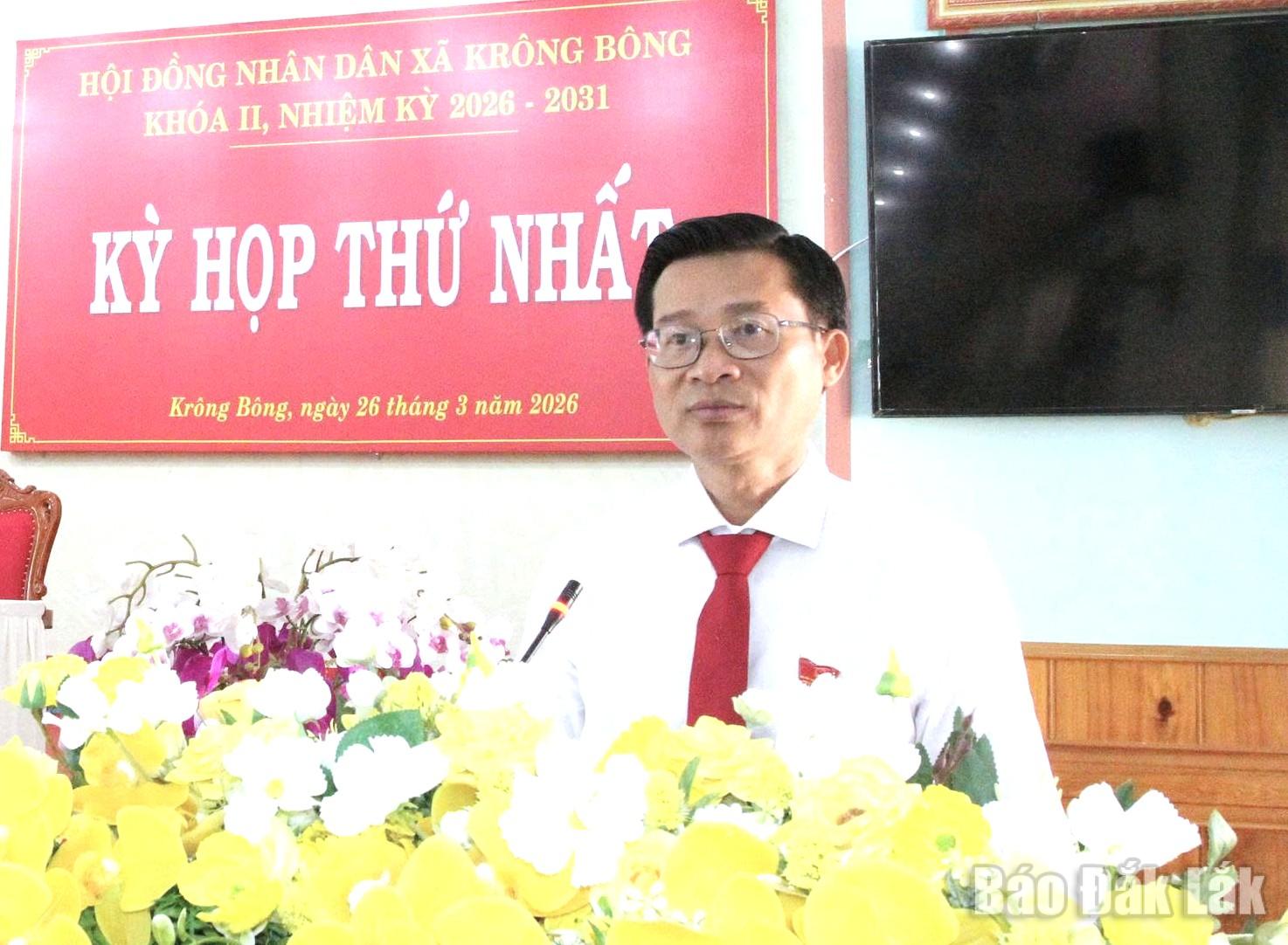 đồng chí Nguyễn Ngọc Pháp được bầu giữ chức Chủ tịch UBND xã Krông Bông nhiệm kỳ 2026–2031