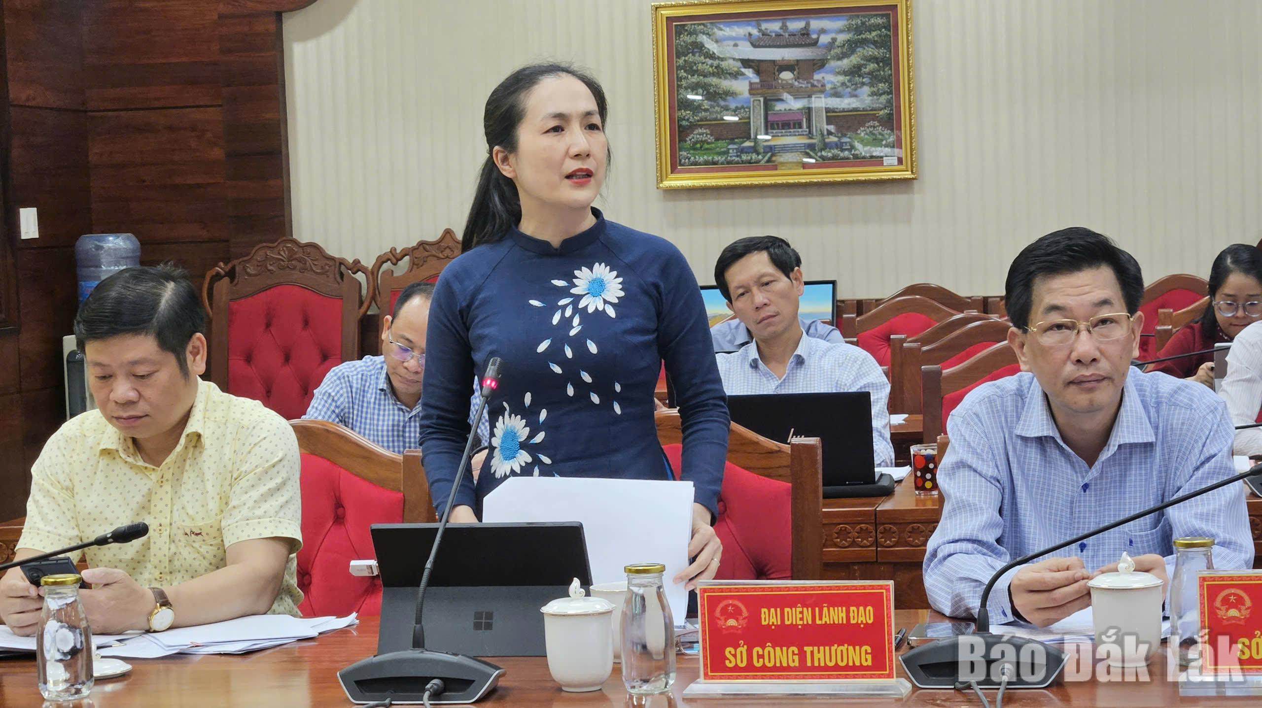 Giám đốc Sở Công thương Nguyễn Thị Thu An phát biểu tại buổi làm việc.