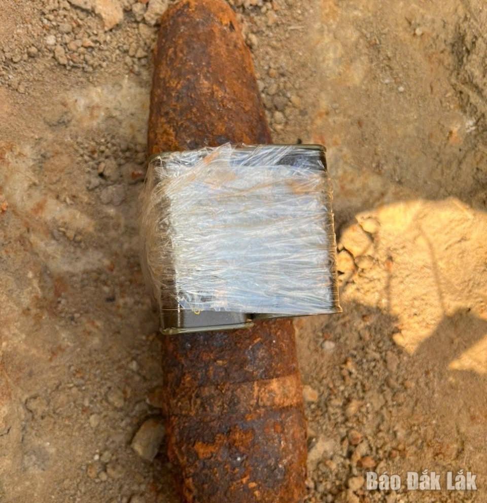 Quả bom được người dân xã Krông Pắc phát hiện trong quá trình xây dựng công trình.