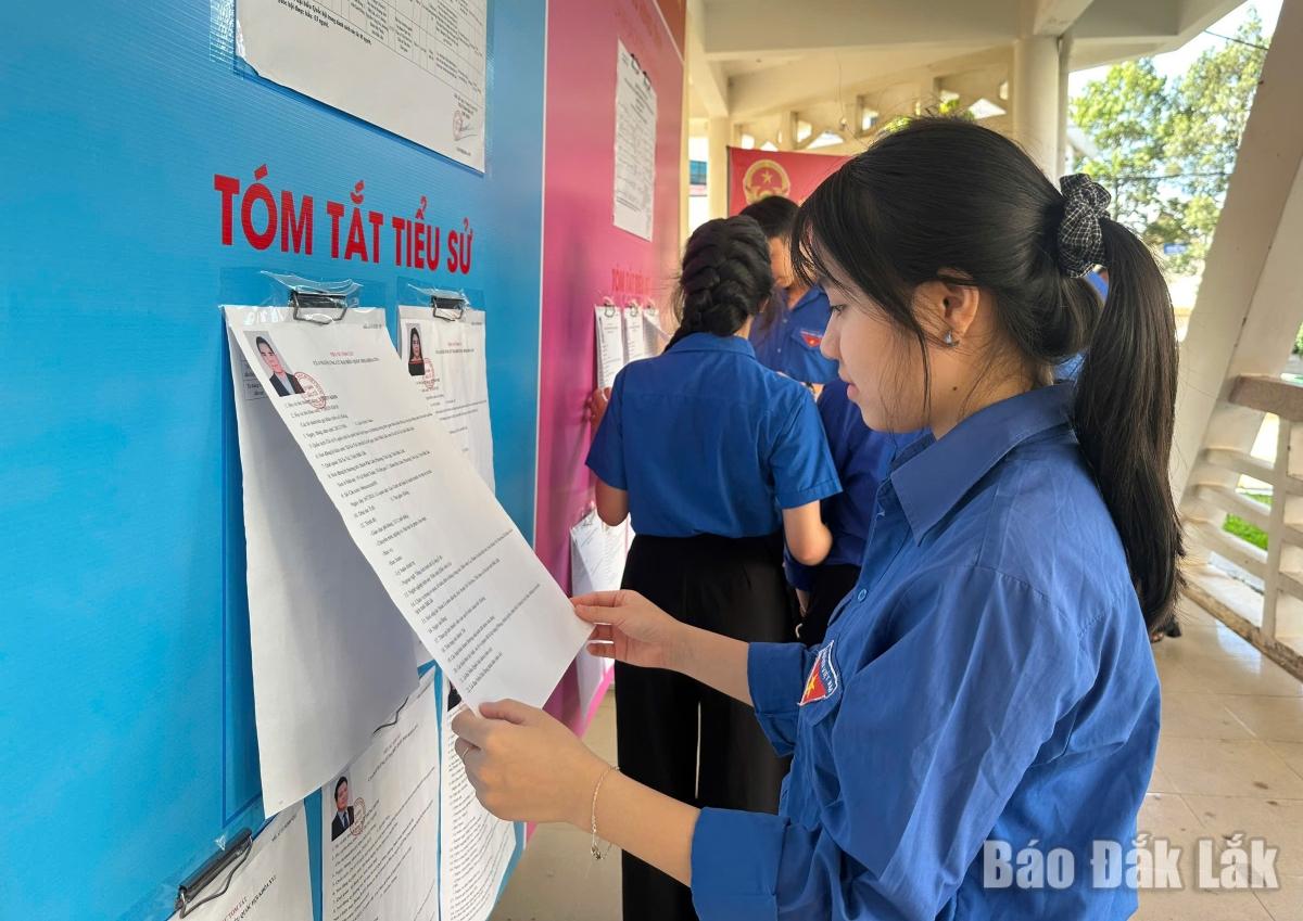 Sinh viên Trường Đại học Tây Nguyên tìm hiểu thông tin về các ứng cử viên.