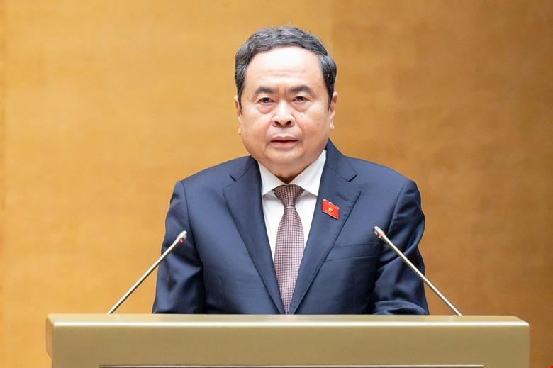 Chủ tịch Quốc hội Trần Thanh Mẫn phát biểu bế mạc Kỳ họp thứ nhất, Quốc hội khoá XVI. Ảnh: quochoi.vn