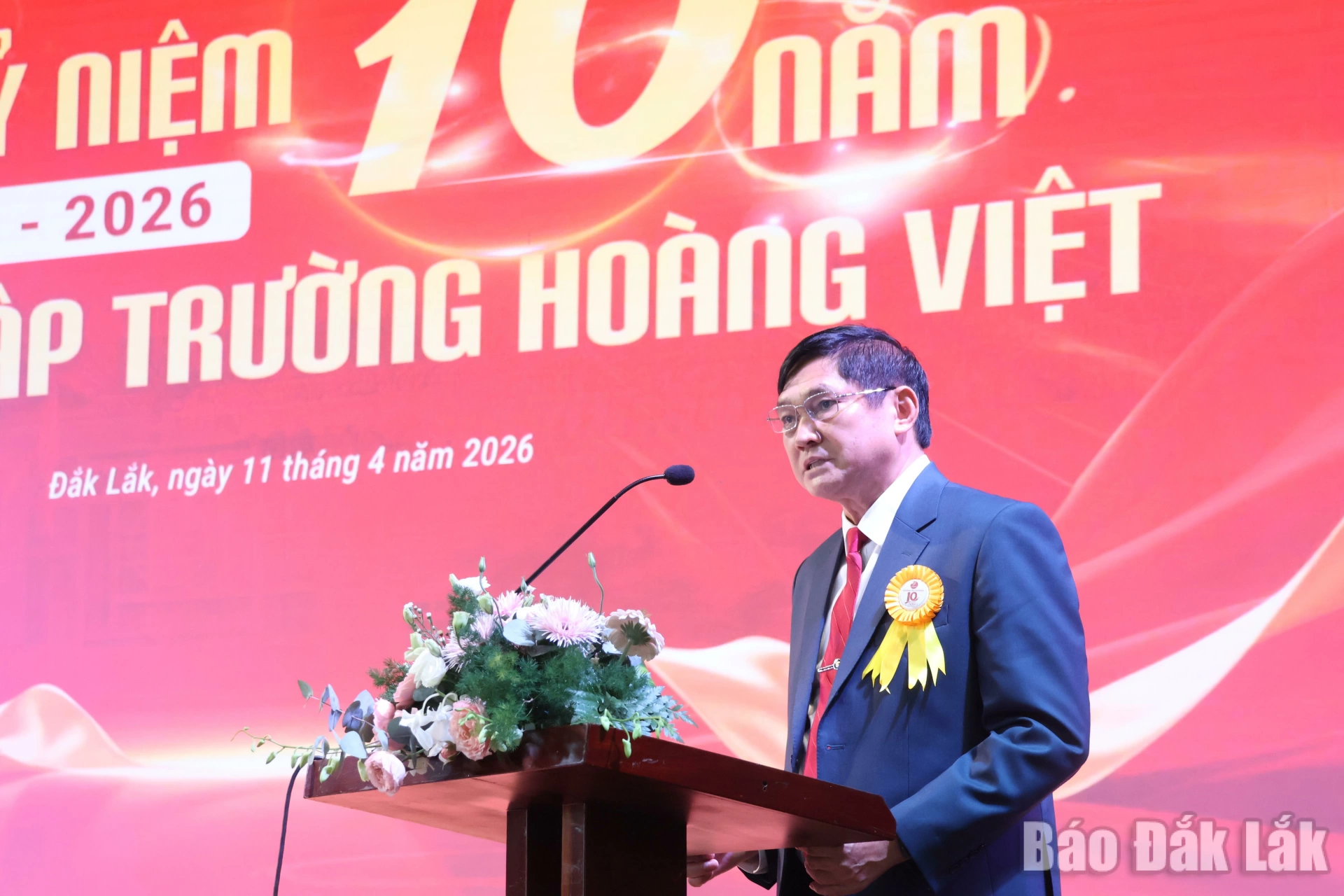 Nhà sáng lập, Chủ tịch
Hội đồng Trường Tiểu học, THCS và THPT Hoàng Việt Lê Đình Hiền phát biểu tại buổi lễ.