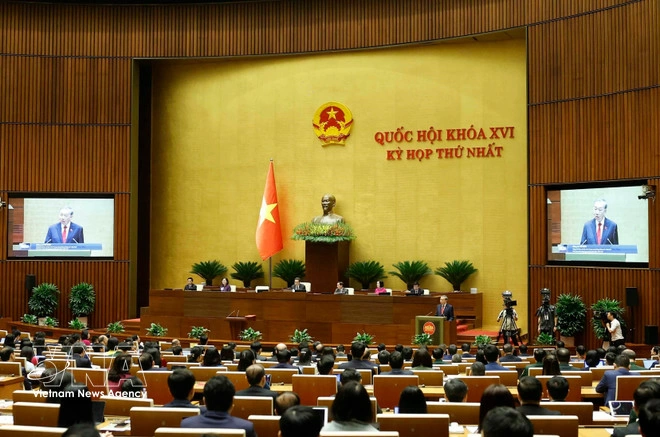 Party General Secretary and State President To Lam delivers his inaugural address at the 16th National Assemblys first session on April 7. (Photo: VNA)