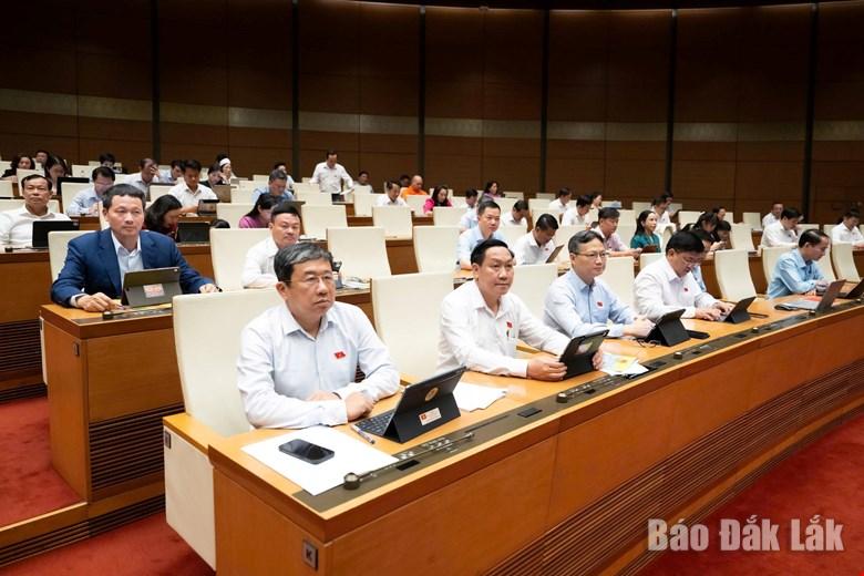 Đại biểu tham dự phiên làm việc. Ảnh: Đoàn ĐBQH tỉnh cung cấp