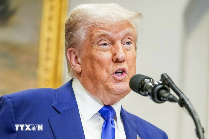 Tổng thống Mỹ Donald Trump phát biểu tại Nhà Trắng, Washington, D.C. (Ảnh: THX/TTXVN)