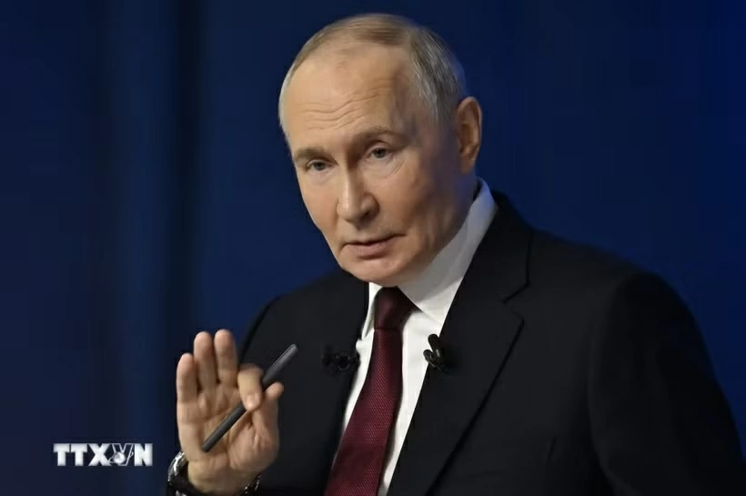Tổng thống Nga Vladimir Putin tại cuộc họp báo ở Moskva. Ảnh: TTXVN