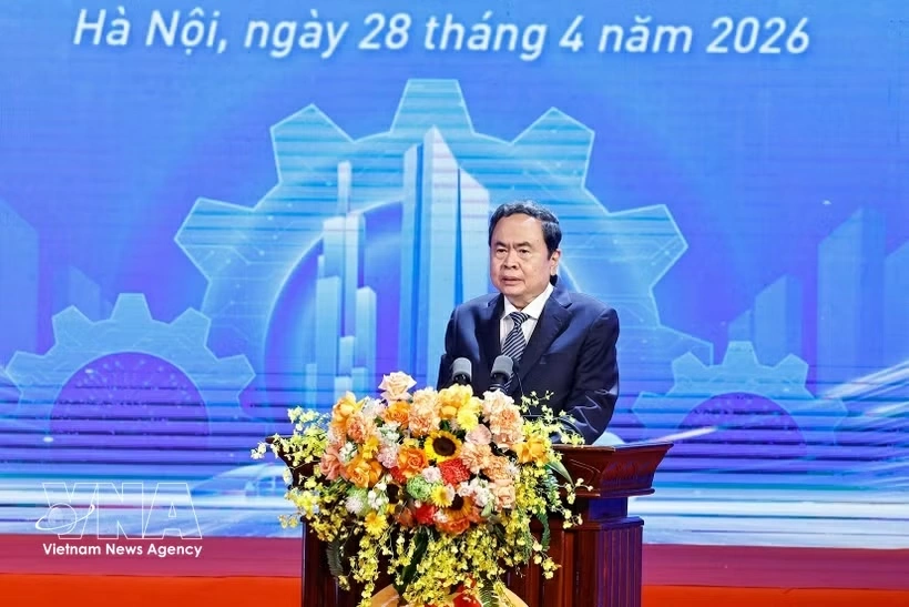 National Assembly Chairman Tran Thanh Man addresses the ceremony marking the 140th anniversary of International Workers Day in Hanoi on April 28. (Photo: VNA)