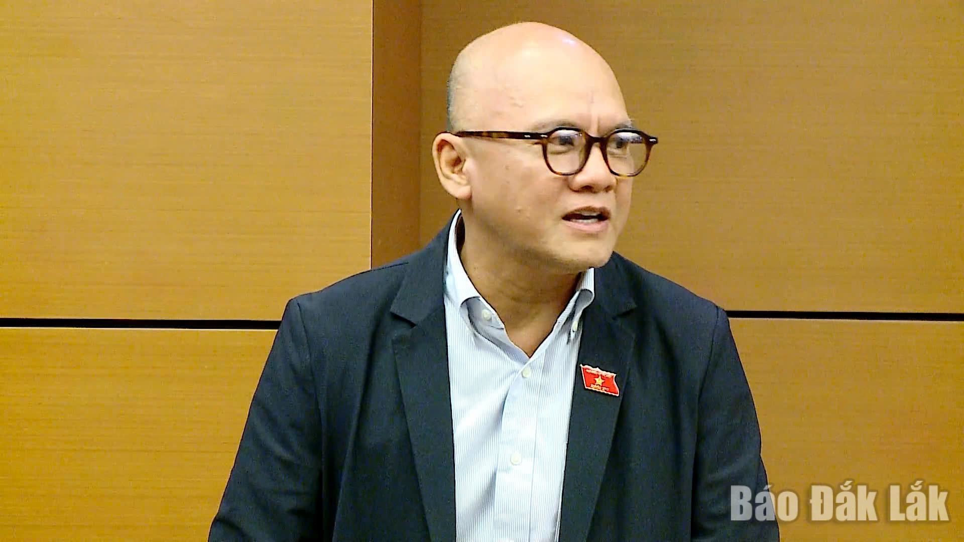 ĐBQH Bế Trung Anh phát biểu thảo luận. Ảnh: Đoàn ĐBQH tỉnh cung cấp