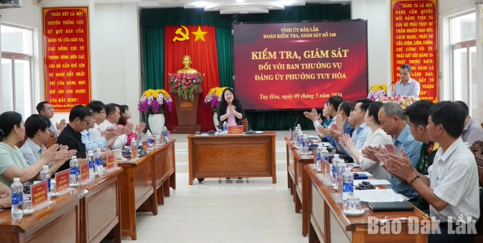 Đoàn kiểm tra, giám sát 240 làm việc với Ban Thường vụ Đảng ủy phường Tuy Hòa