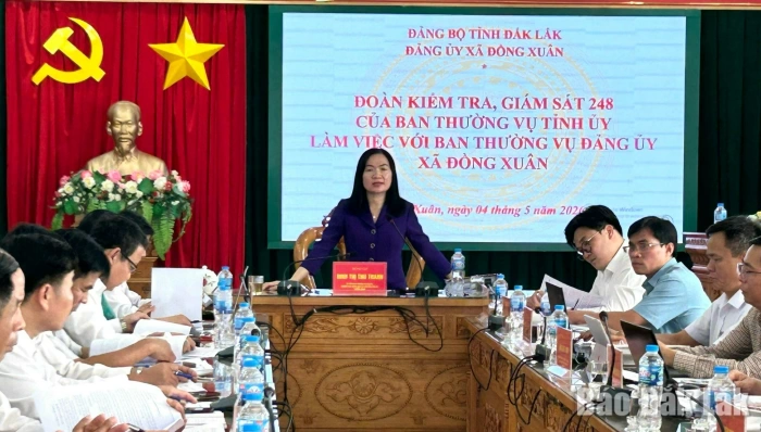 Đoàn kiểm tra, giám sát 248 của Ban Thường vụ Tỉnh ủy làm việc với Ban Thường vụ Đảng ủy xã Đồng Xuân